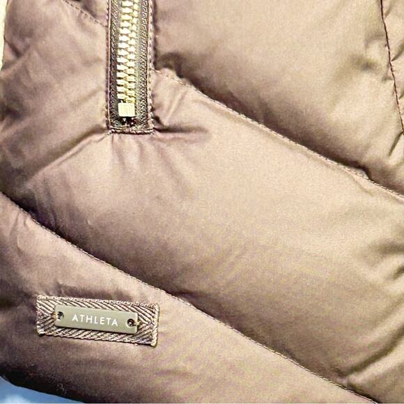 Athleta Responsible Tundra Down Vest Faux Sherpa Olive Brown SZ XXS - Picture 7 of 9